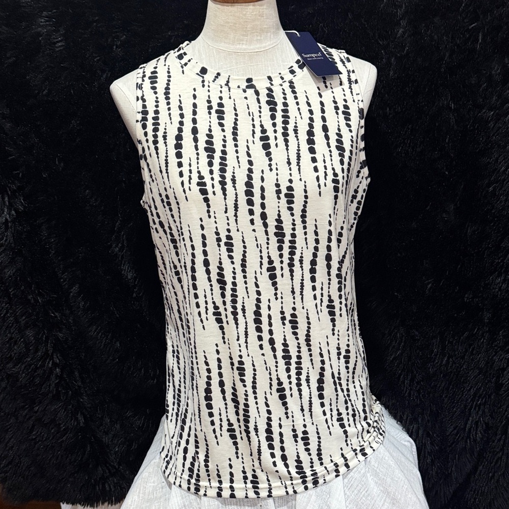 Monochrome Dotted Sleeveless Tank Top